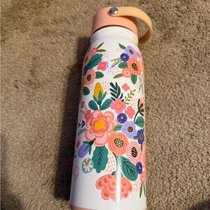Used Floral Patterned Insulated Bottle - Pink and White